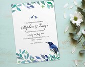 Silver wedding anniversary invitations invites cards. Personalised love bird vintage design. 10 Pack BDF_04