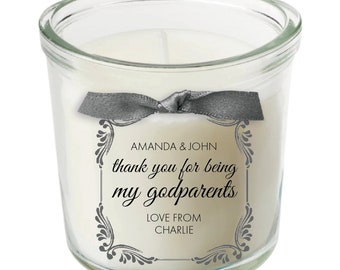 Godparents present personalised candle christening naming ceremony baptism thank you gift 021