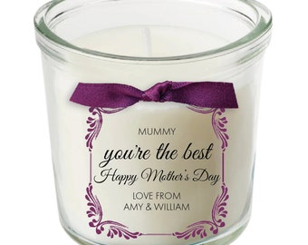 Mother's day best mum mummy mothering sunday personalised candle present SE02