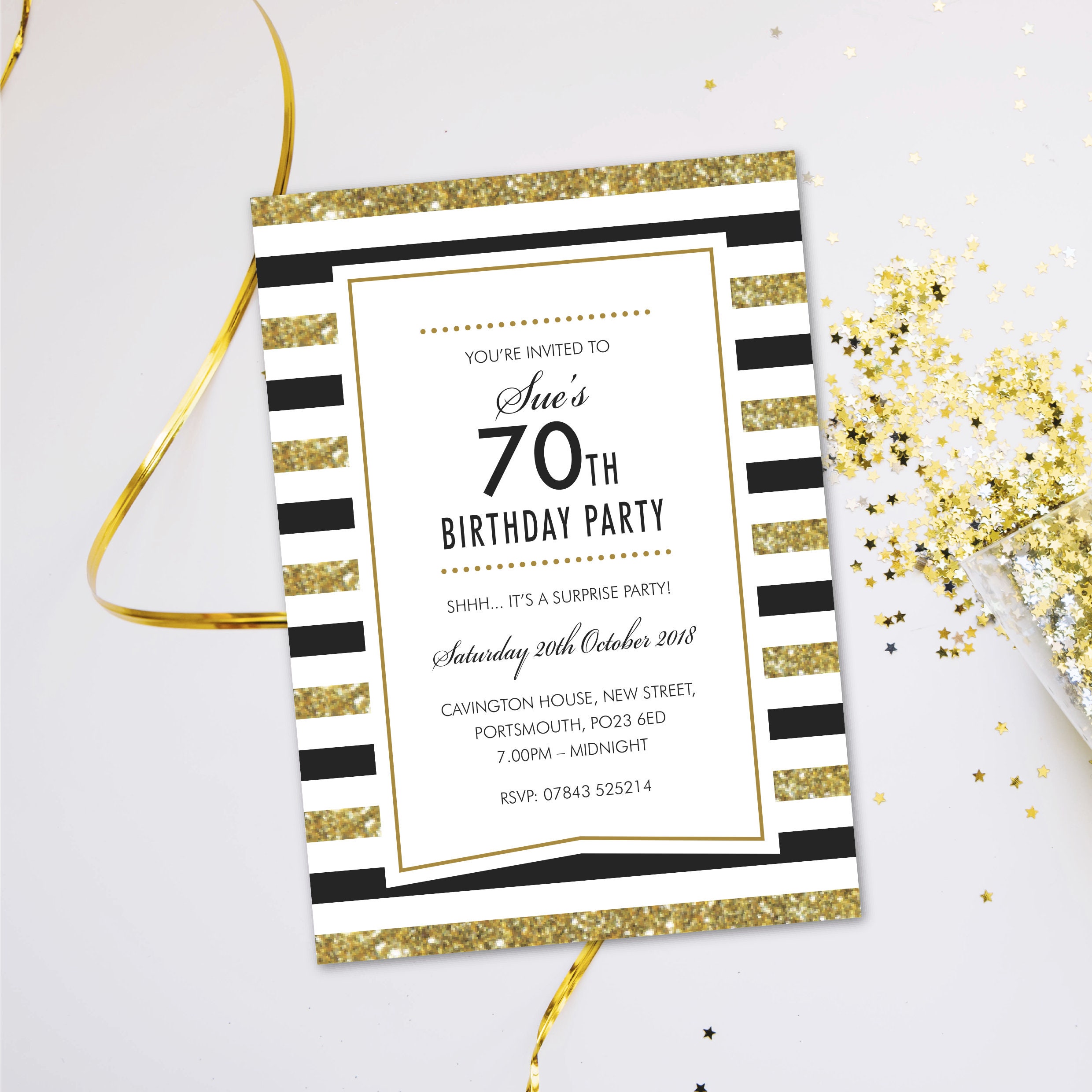 Tiendas emblemáticas enviamos a todo el mundo Azul Y Oro Flores 70th Personalizado Invitaciones Fiesta De Cumpleaños mercancía de calidad Tiendas emblemáticas enviamos a todo el mundo Azul Y Oro Flores 70th Personalizado Invitaciones Fiesta De Cumpleaños mercancía de calidad