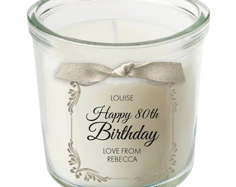 80th birthday gift for her, personalised birthday present candle women best friend gifts