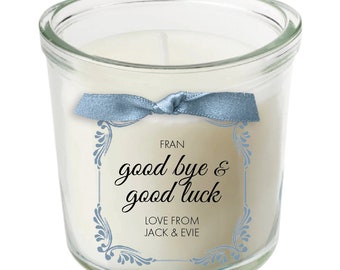 Good bye good luck present personalised candle exams driving test job new job gift 028