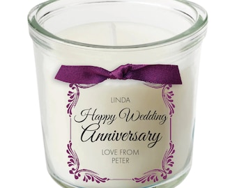 Wedding Anniversary present party personalised candle wife husband marriage gift 016