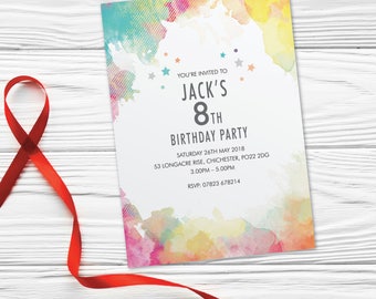 Kids birthday party invitations girls boys cards invites. Childs Childrens teenager personalised, 10 Pack WCF_03