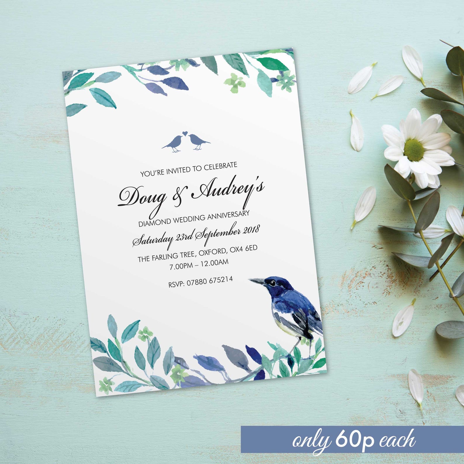 Diamond wedding anniversary invitations invites cards. | Etsy