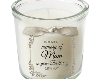 Birthday remembrance candle personalised memorial bereavement absence mum dad nan 004