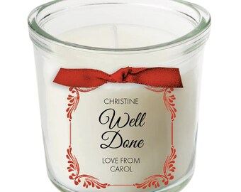 Well done passed present personalised candle exam pass driving test job gift 024