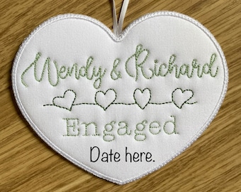 Engagement keepsake, ITH,  Embroidery Design. Engagement Heart Keepsake for 5x7" hoop. This is a design file only not a ready made item.