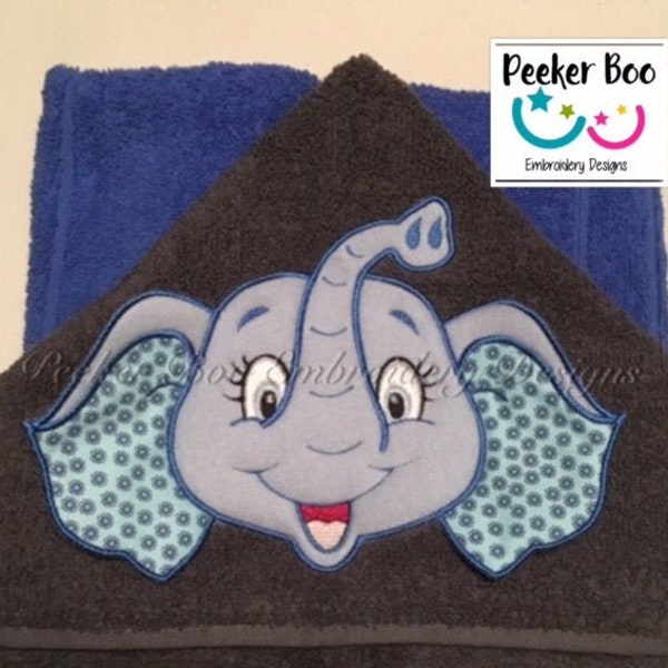 Super sweet Elephant 3D Towel Peeker Embroidery Applique Design. 5x7" hoop. This is a design file only not a ready made towel.