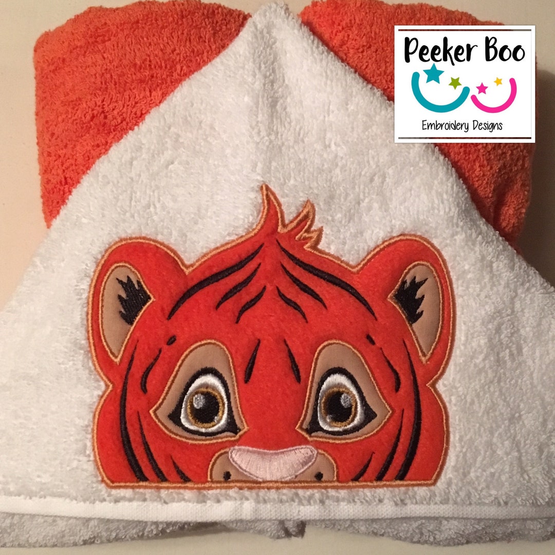 Terrific Tiger Towel Peeker Embroidery Applique Design. 5x7 Hoop. This