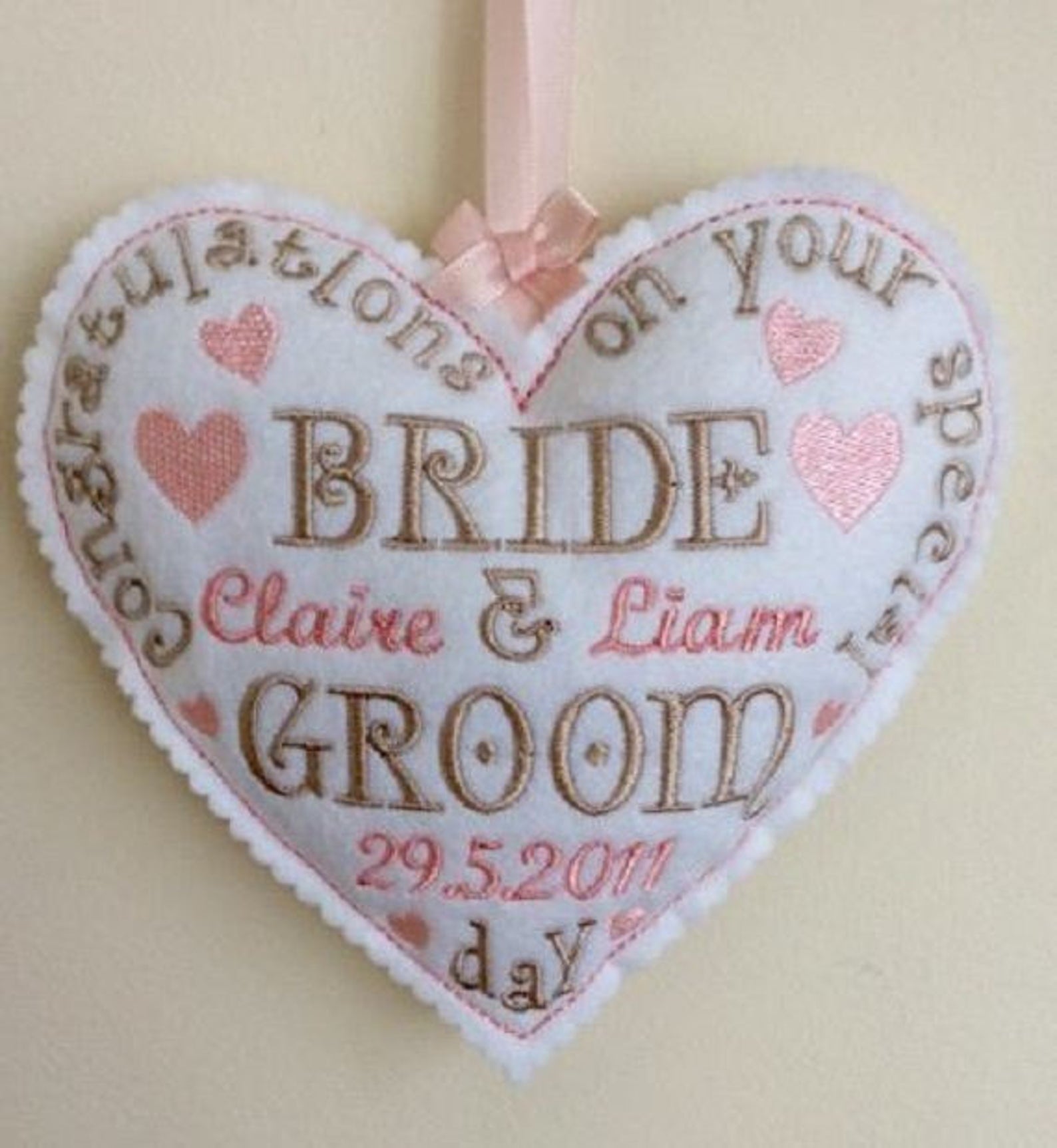 Bride and Groom Heart Stuffy ITH Embroidery Design. Wedding Etsy