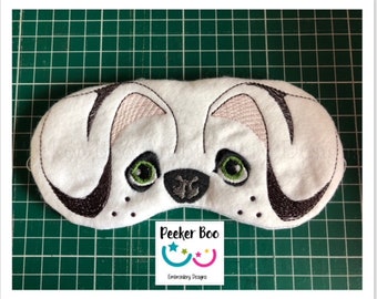 Dog Tired Sleeping Mask Embroidery Applique Design. 5x7" ITH Design file. This is a design file only not a ready made item.