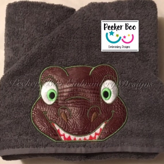 Terrific T-Rex Tyrannosaurus Dinosaur Towel Peeker Embroidery Applique  5x7