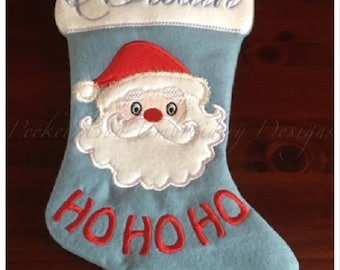 Santa Christmas stocking embroidery ITH Design 5x7, 6x10 and 12x7" hoops. This is a digital design file only, not a ready made item.