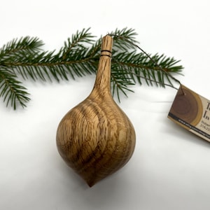 Turned wooden Christmas ornament. Recycled oak.