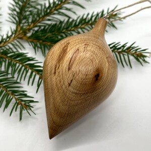 Rustic turned wood Christmas ornament.  Recycled beech.