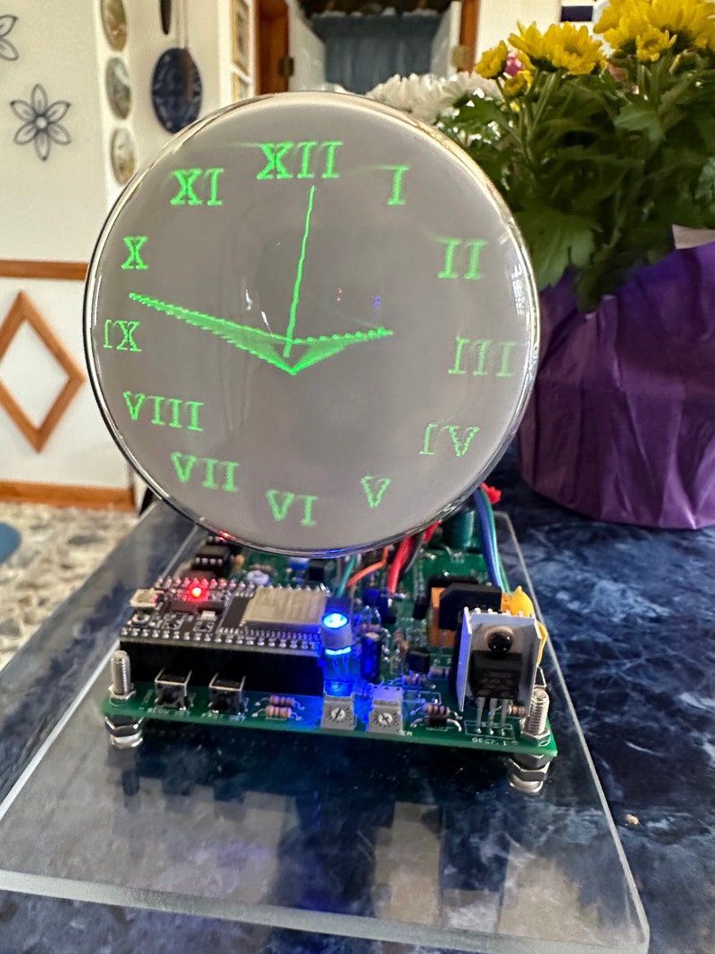 Oscilloscope Clock or Scope Clock Made With Cathode Ray Tube, Vintage