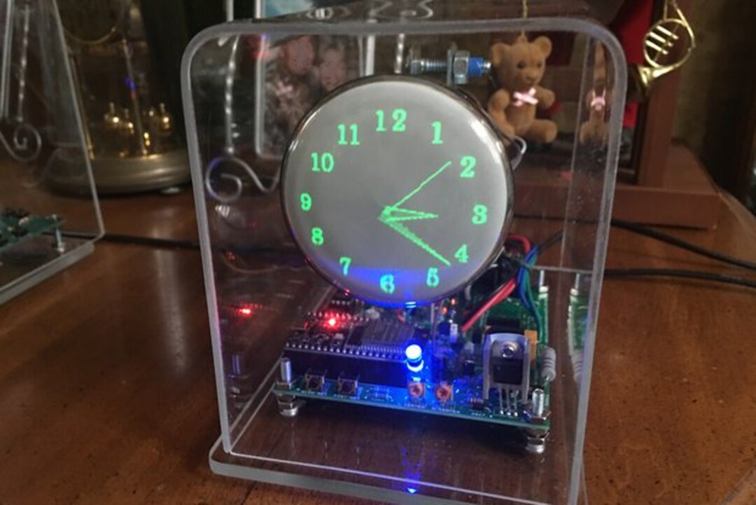 Oscilloscope Clock or Scope Clock Made With Cathode Ray Tube, Vintage