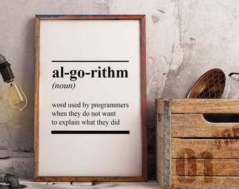 Printable Algorithm Definition Art For Geeks,Digital Download,Engineering Office Decor,Dictionary Quote Computer Coding Software Joke Design