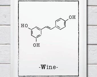 Wein Molekül Struktur Druck für Geeks, Wissenschaft Kunst, Klassenzimmer Dekor, Chemie Lehrer Geschenk Poster Geschenk für Nerd Büro Design