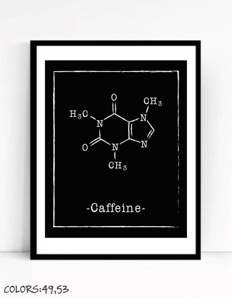 Caffeine Molecule Structure Print for Geeks, Science Art, Classroom ...