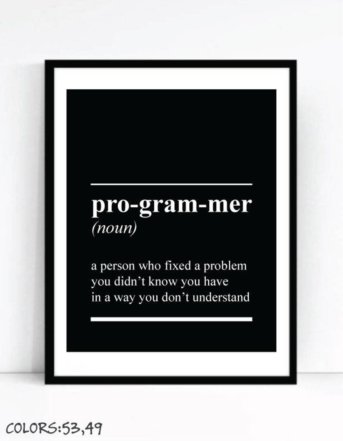 Programmer Definition Art Print for Geeks, Office Wall Gallery Decor ...