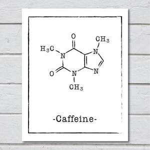 Caffeine Molecule Structure Print for Geeks, Science Art, Classroom ...
