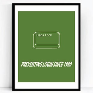 Caps Lock Kunstdruck für Geeks, Wand Kunst Dekor, Office Zitat Computer Kodierung Programmieren Nerd Design Software