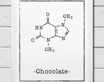 Schokolade Molekül Struktur Druck für Geeks, Wissenschaft Kunst, Klassenzimmer Dekor, Chemie Lehrer Geschenk Poster Geschenk für Nerd Büro Design