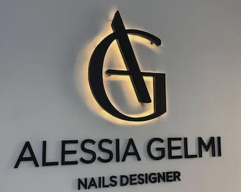 Insegna per ufficio retroilluminata personalizzata / Logo aziendale 3D a LED / Segnaletica in metallo di lusso