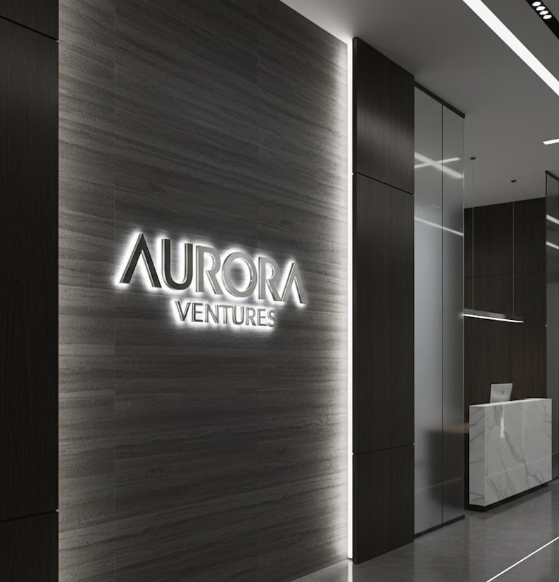 Custom Backlit Office Sign | LED 3D Business Logo | Luxury Metal ...