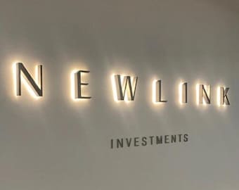 Custom Backlit Office Sign | LED 3D Business Logo | Luxury Metal Signage