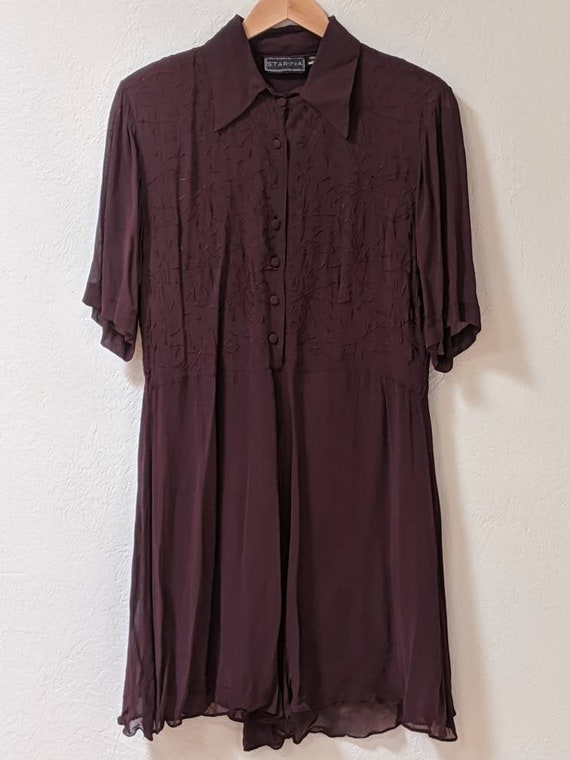 Vintage 90's Semi Sheer Dress Flowy Shirt Dress St