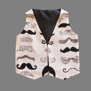 Cool Mustache Baby Toddler Waistcoat Handmade in UK Movember Boy Ready to Ship Moustache Beard hipster Wedding Party Gift 6-12-18 month