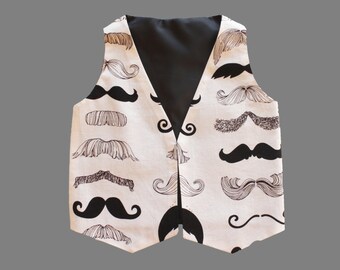 Fresco bigote bebé niño chaleco hecho a mano en el Reino Unido Movember niño listo para enviar bigote barba hipster boda fiesta regalo 6-12-18 meses