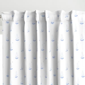 Blue Sailor Puppy Curtains, Sailboat Nursery, Coastal Curtains, Nautical  Nursery, Lake House Kids Room, Sailboat Curtains