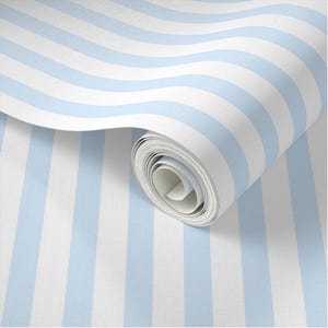 Pre-pasted Removable Blue Stripe Wallpaper, Coastal Renters Wallpaper, Nautical Tropical, Beach, Removable Paper, Nautical Stripe Wallpaper