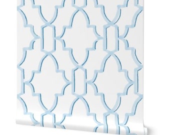 Peel and Stick Lattice Wallpaper, Geometric Removable Wallpaper, Bamboo Trellis, Renters Wallpaper, Temporary Nautical Wallpaper