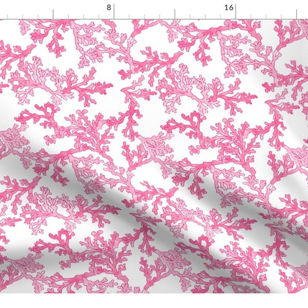 Pink Coral Petal Signature Cotton, Coastal Cotton Fabric, Nautical Fabric, Palm Beach