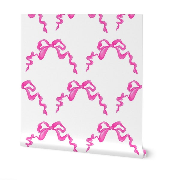 Peel and Stick Pink Bow Trellis Wallpaper, Pink Temporary Wallpaper, Little Girl Nursery, Removable Wallpaper, Pink Trellis, Ballet Slippers