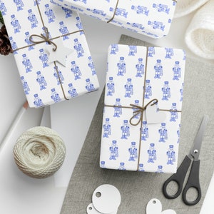 Carta da regalo: Schiaccianoci blu (Natale, festa, carta da regalo) Carta da regalo per le feste blu e bianca