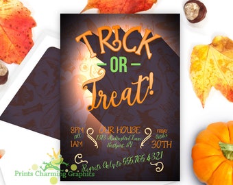 Trick or Treat Invitation / Halloween Invitation / Halloween Party Invitation / Costume Party Invitation / Scary Invitation / Printable