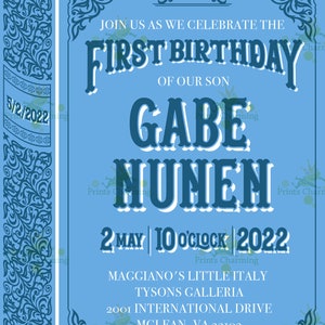 Book Birthday Invitation / First Birthday /Story Book Invitation / Digital Custom Printable / Digital Download / Professional Printing 画像 4