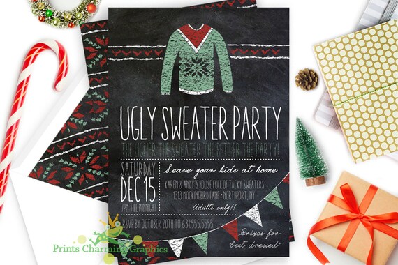 white christmas dresses Ugly Sweater Christmas Party Invitation Editable Template, May Your Sw –  Puff Paper Co main image 0