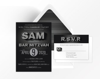 Custom Bar Mitzvah Invitation, Film Movie Theme Bat Mitzvah Movie Poster Invitation Print Yourself or Professional Printing