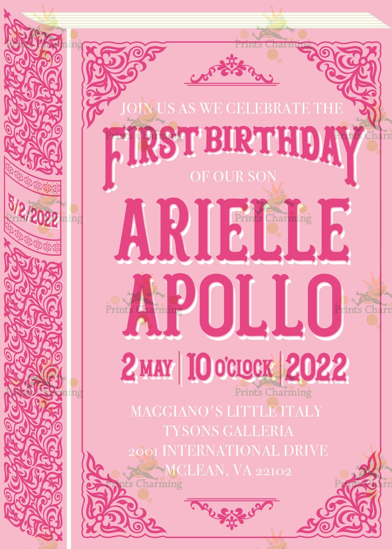 Book Birthday Invitation / First Birthday /Story Book Invitation / Digital Custom Printable / Digital Download / Professional Printing 画像 6