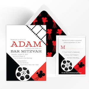 Bar Mitzvah Invitation, Custom Film Theme Invitation, Movie Poster Digital Download, Print yourself or Professional Printing image 1