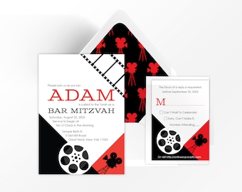 Bar Mitzvah Invitation, Custom Film Theme Invitation, Movie Poster Digital Download, Print yourself or Professional Printing