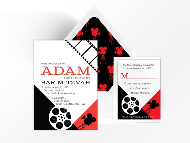 Bar Mitzvah Invitation, Custom Film Theme Invitation, Movie Poster Digital Download, Print yourself or Professional Printing image 1