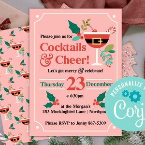Christmas Cocktail Party Invitation  Favorite Things Party, Gift Exchange Party Invite, Instant Digital Download Edit Yourself With Corjl